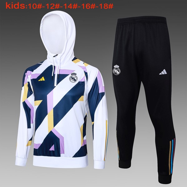 Bambino Felpa Cappuccio Real Madrid 24/25 Bianco Blu